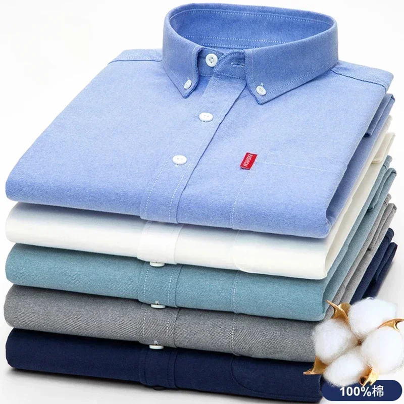 Oxford Cotton Casual Shirt Business - Рубашка мужская с длинным рукавом, из