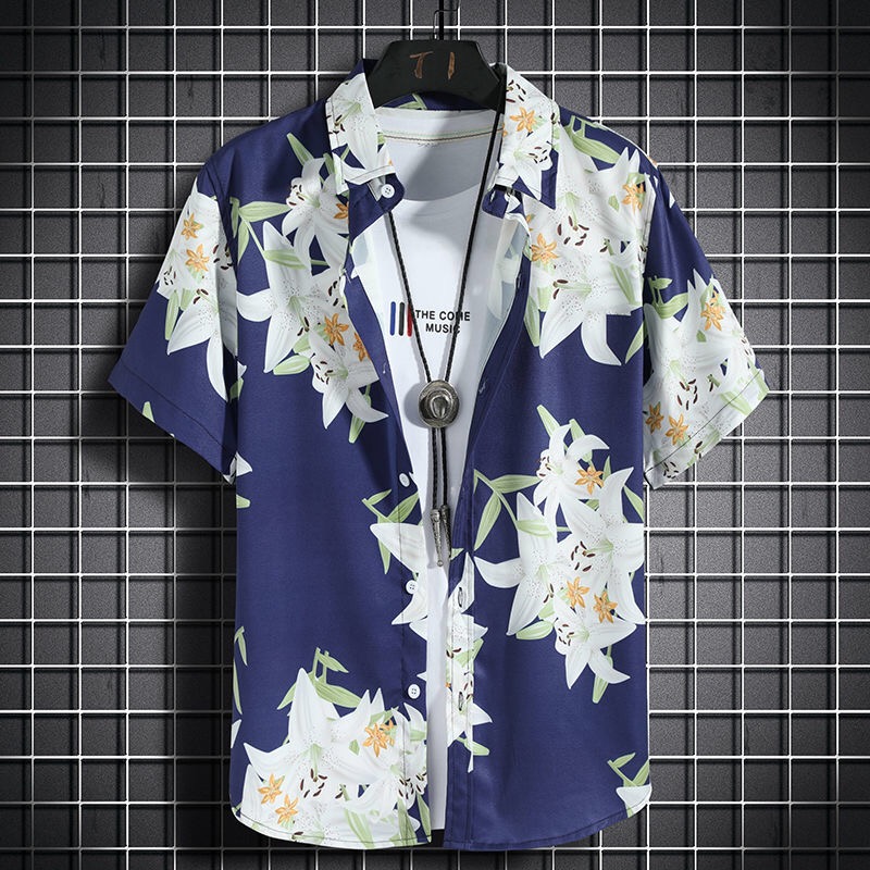 Vintage Hawaiian Floral Shirt - Гавайские пляжные рубашки. Мужские повседневные рубашки