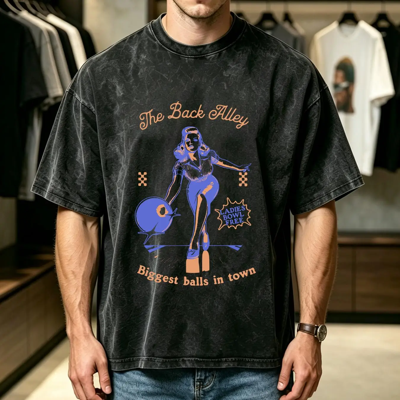 Short Sleeve Bowling Shirt Retro - Футболка с эффектом потертости, забавная, в