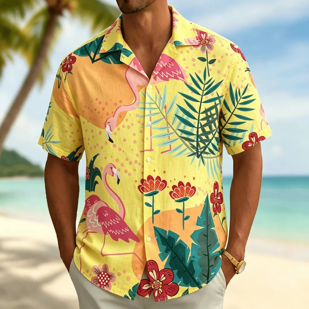 Vintage Hawaiian Floral Shirt - Мужская рубашка с короткими рукавами и