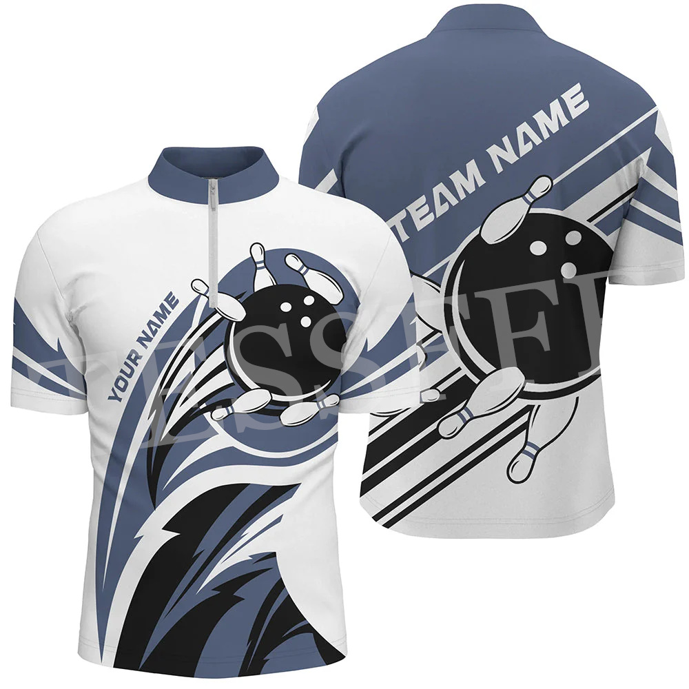 Short Sleeve Bowling Shirt Retro - Рубашка-поло на молнии с коротким рукавом,