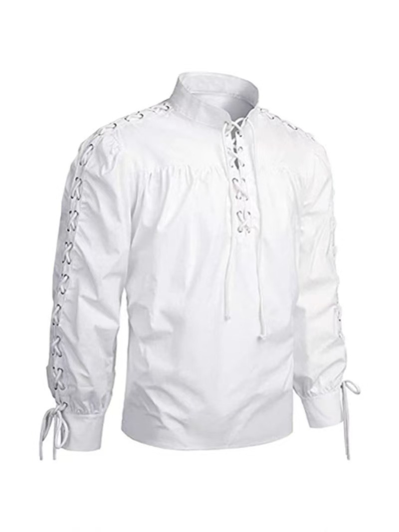 Мужская винтажная рубашка с дл – обзор и цена Medieval Gothic Lace Up Pirate Shirt